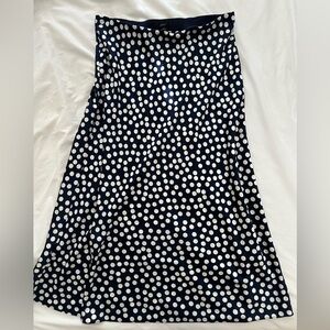 J. Crew Navy and White Polka Dot A-Line Skirt